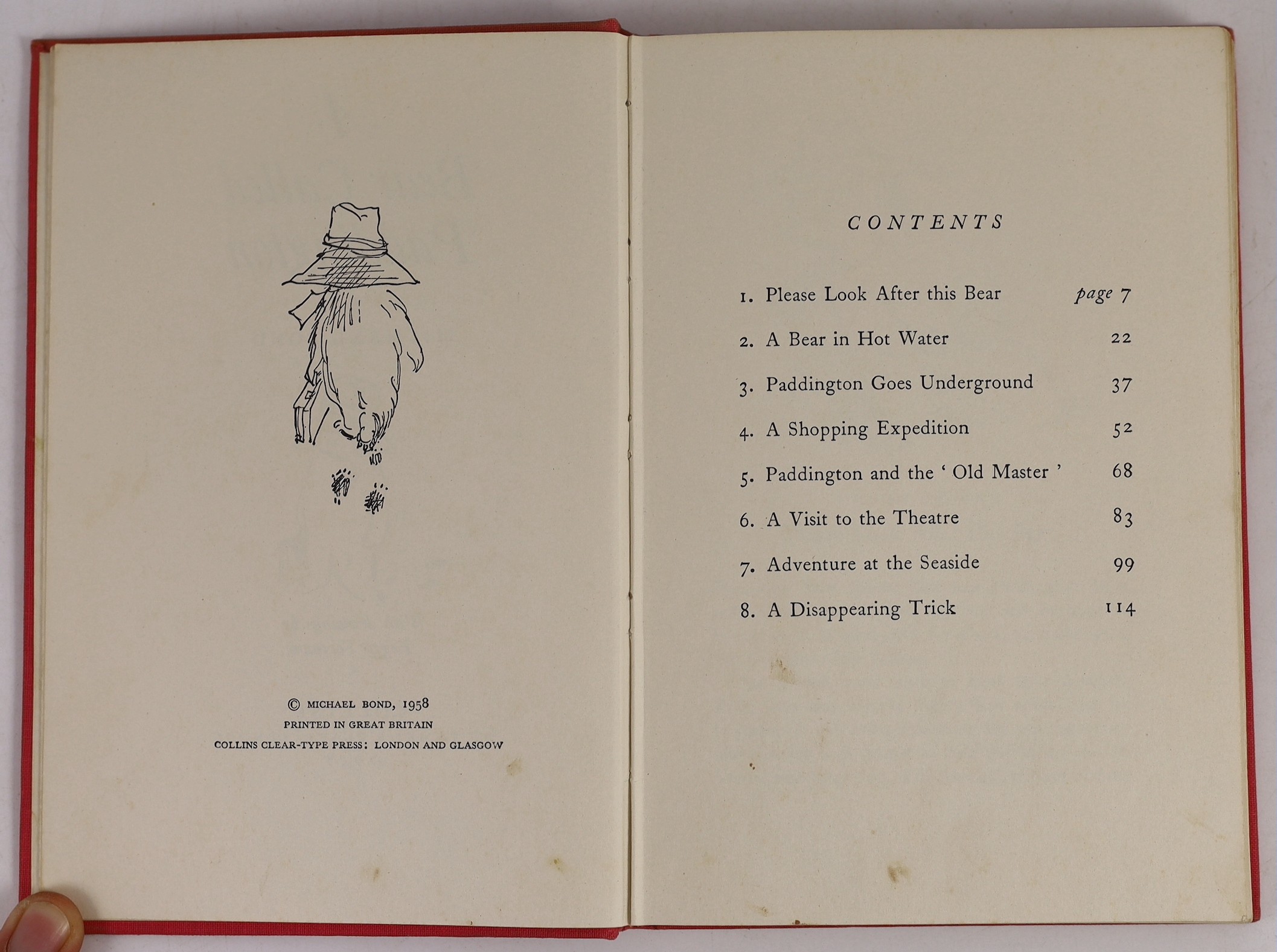 Bond, Michael - A Bear Called Paddington, 1st edition, illustrated by Peggy Fortnum, 8vo, cloth, Collins, London, 1958